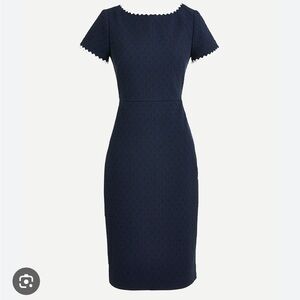 J. Crew Navy sheath Dress in daisy matelasse